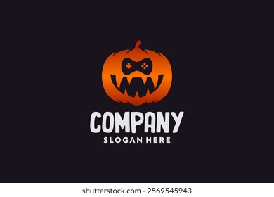 Halloween pumpkins combine with game console logo design