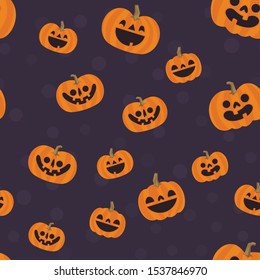 Halloween pumpkins cute seamless pattern.