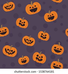 Halloween pumpkins cute seamless pattern.
