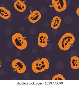 Halloween pumpkins cute seamless pattern.