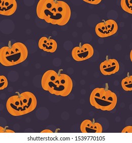 Halloween pumpkins cute seamless pattern.