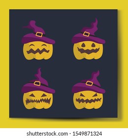 Halloween Pumpkins Cute Vector Illustration 