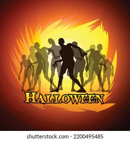 Halloween pumpkins and dark castle on Moon background Lantern and spooky tree and owl 