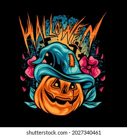 Halloween Pumpkins with Dark Situation Illustration for your business or merchandise