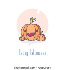 Halloween pumpkins. Halloween design card template. Vector illustration.