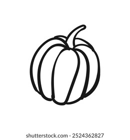 halloween pumpkins doodle line art isolated. Vector illustration
