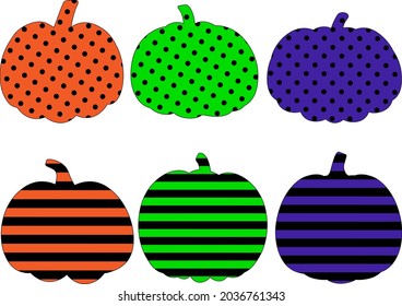 Halloween pumpkins dots strips vector illustration