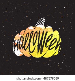 Halloween pumpkins. Halloween elements for your design. Silhouette with lettering.