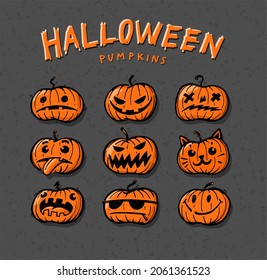 halloween pumpkins emotions
Vector icons.