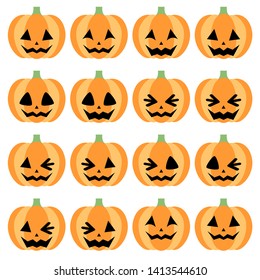 Halloween pumpkins face set （happy , funny）