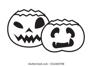 halloween pumpkins with faces icons vector illustration design