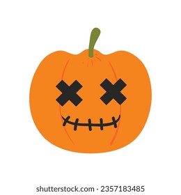 Halloween pumpkins faces. The main symbol of the Happy Halloween holiday. Orange pumpkin with smile for your design for the holiday Halloween.