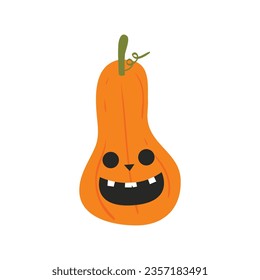 Halloween pumpkins faces. The main symbol of the Happy Halloween holiday. Orange pumpkin with smile for your design for the holiday Halloween.