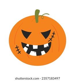 Halloween pumpkins faces. The main symbol of the Happy Halloween holiday. Orange pumpkin with smile for your design for the holiday Halloween.