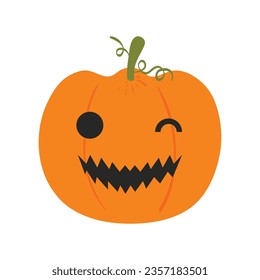 Halloween pumpkins faces. The main symbol of the Happy Halloween holiday. Orange pumpkin with smile for your design for the holiday Halloween.