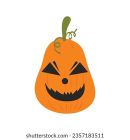 Halloween pumpkins faces. The main symbol of the Happy Halloween holiday. Orange pumpkin with smile for your design for the holiday Halloween.