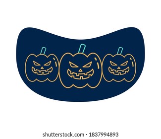 las calabazas de halloween se enfrentan a iconos de estilo neón diseño de ilustración vectorial