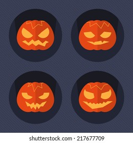 Halloween pumpkins, flat icons