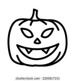 Halloween pumpkins flat line icon. Horror symbols. Outline sign for mobile concept and web design, store.