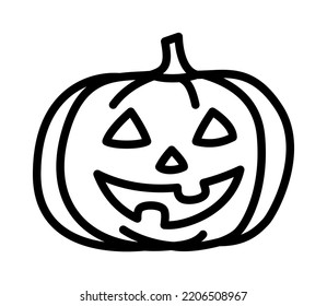 Halloween Pumpkins Flat Line Icon. Horror Symbols. Outline Sign For Mobile Concept And Web Design, Store.