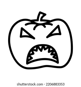 Halloween pumpkins flat line icon. Horror symbols. Outline sign for mobile concept and web design, store.