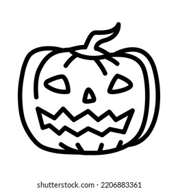 Halloween Pumpkins Flat Line Icon. Horror Symbols. Outline Sign For Mobile Concept And Web Design, Store.