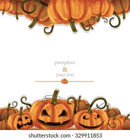 Halloween pumpkins frame for greeting card