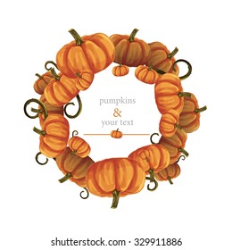 Halloween pumpkins frame for greeting card