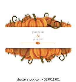 Halloween pumpkins frame for greeting card