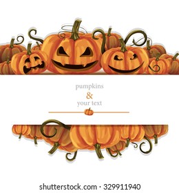 Halloween pumpkins frame for greeting card