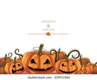 Halloween pumpkins frame for greeting card