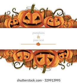 Halloween pumpkins frame for greeting card