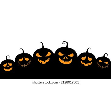 Halloween pumpkins. Funny evil jack-o-lantern silhouettes. Vector illustration