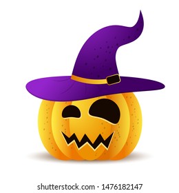 halloween pumpkins, funny face on white background. vector illustration