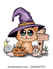 Halloween pumpkins and ghosts cartoon