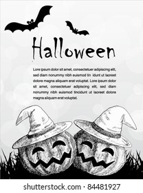 halloween pumpkins - hand-drawn illustration