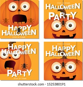 Halloween pumpkins. Happy Halloween concept. Illustration design for greeting card, poster banner or print.