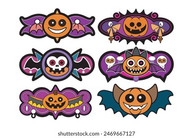 Halloween pumpkins, Happy Halloween vector lettering.