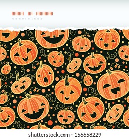 Halloween pumpkins horizontal torn frame seamless pattern background