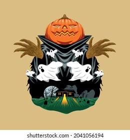 Halloween Pumpkins Horror haunted house and the ghost