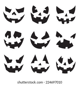 Halloween Pumpkins. Horror Persons. Emotion Variation. Vector Icon Set.