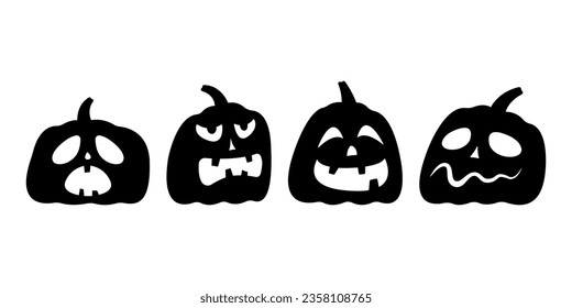 Halloween pumpkins icon. Black silhouette. Front view. Vector simple flat graphic illustration. Isolated object on a white background. Isolate.