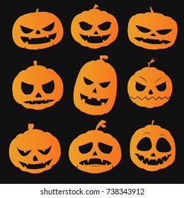 Halloween pumpkins icon cartoon vector