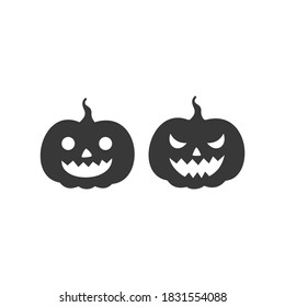 Halloween Pumpkins Icon Vector Isolated Black and White Graphic