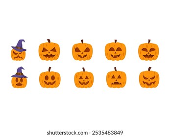 Halloween Pumpkins Illustration Element Set