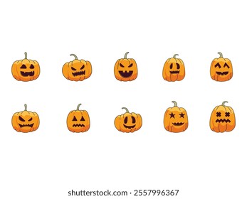 Halloween Pumpkins Illustration Element Set