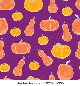 Halloween Pumpkins Illustration seamless pattern design