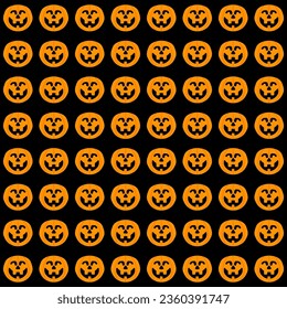 Halloween pumpkins isolated on black background. Vector illustration.