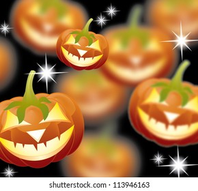 Halloween pumpkins, Jack of the Lantern on night background, EPS10