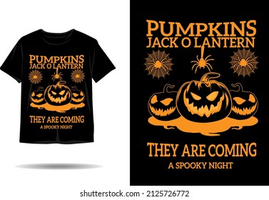 Halloween pumpkins jack o lantern silhouette t shirt design